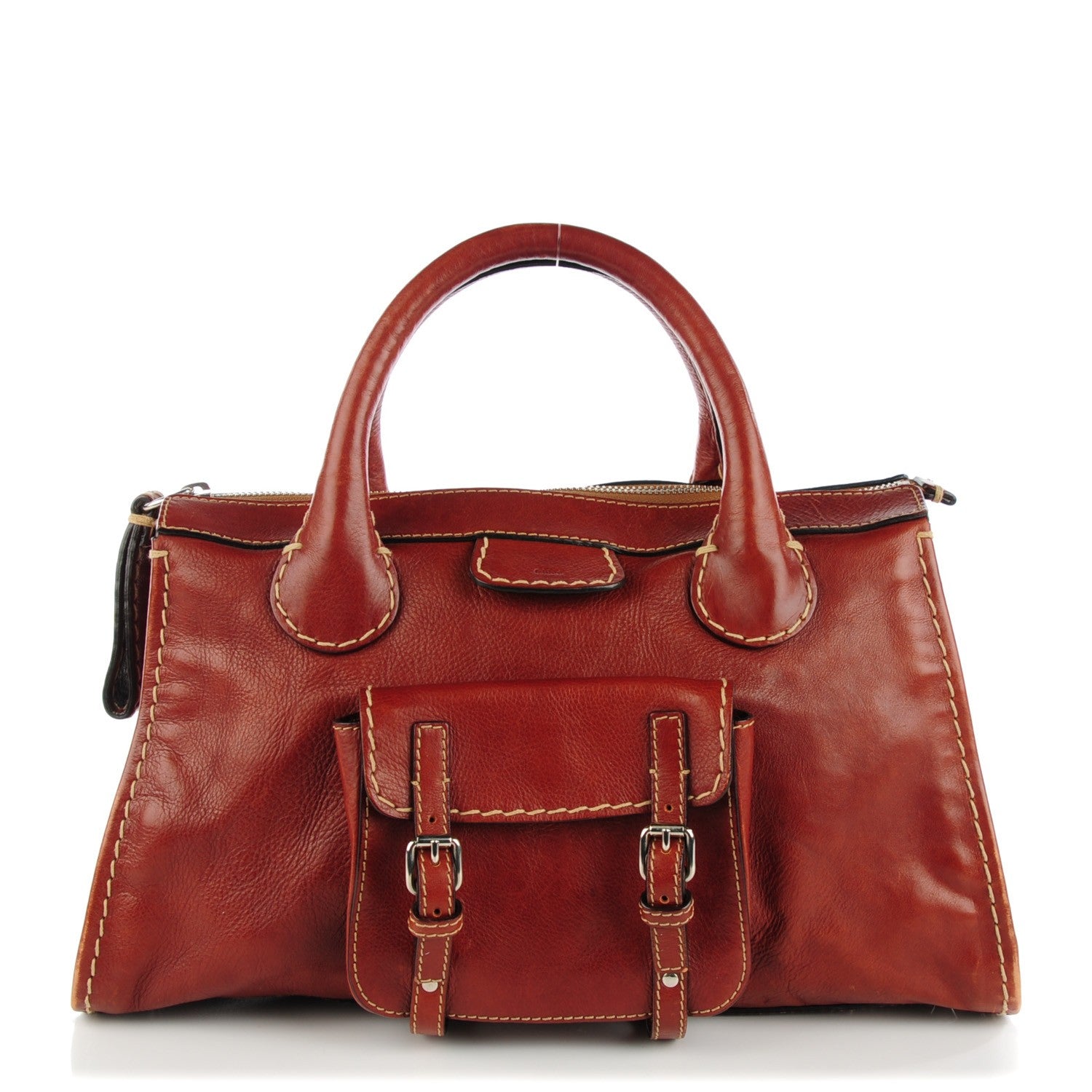 Chloe Calfskin Edith Satchel Whiskey 1 of 9