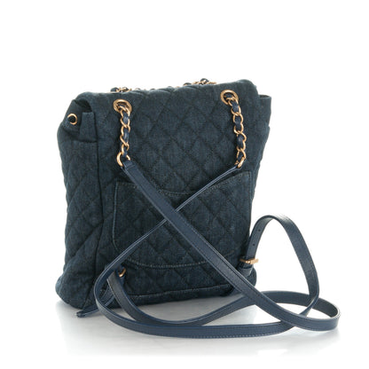 Chanel Washed Denim Quilted Small Urban Spirit Backpack Dark Blue 3 of 8