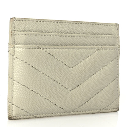 Saint Laurent Grain De Poudre Matelasse Chevron Monogram Credit Card Case Crema Soft 3 of 7