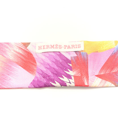 Hermes Silk All Over Marble Silk Twilly Rose Multicolor Ocre 3 of 4