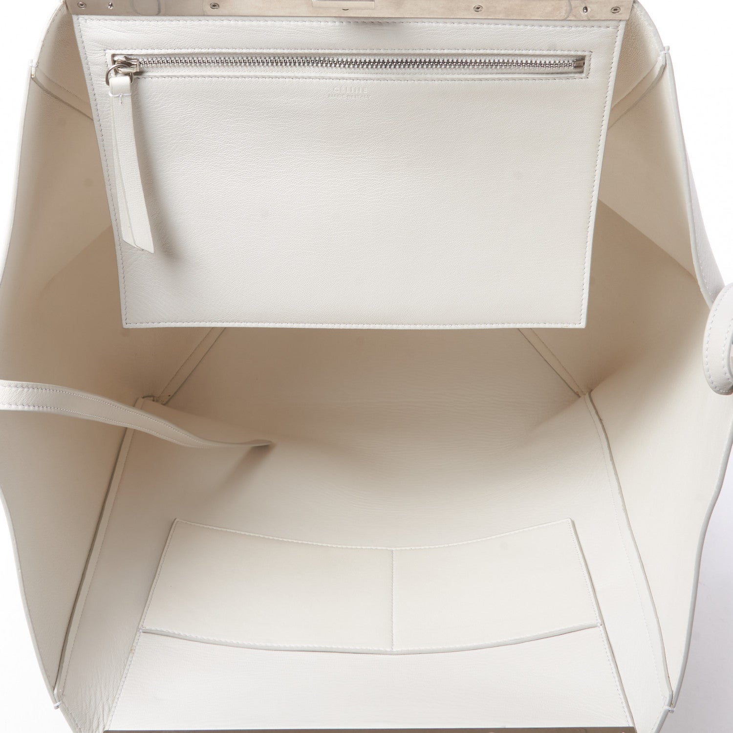 Celine Calfskin Clasp Horizontal Cabas White 6 of 7