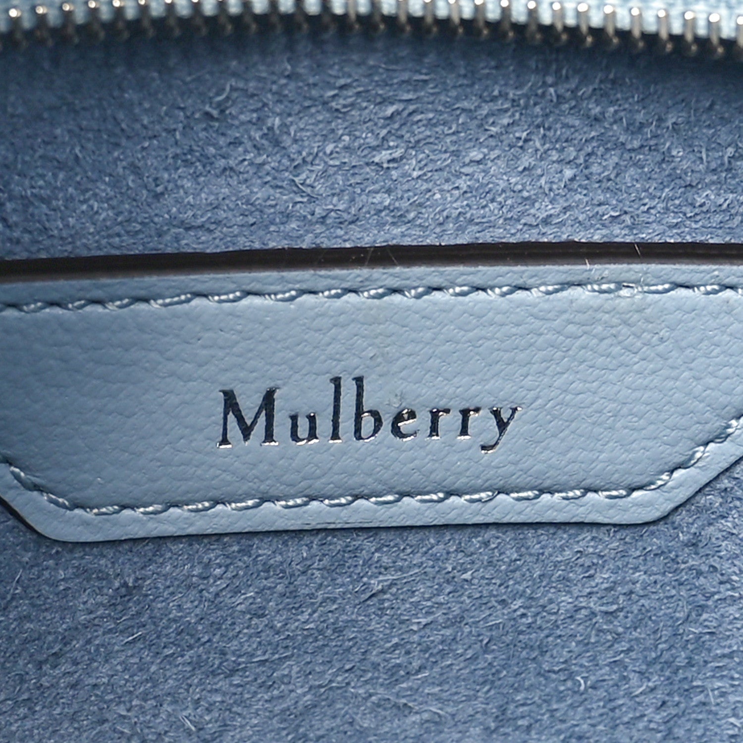 Mulberry Micro Classic Grain Mini Zipped Bayswater Poplin Blue 6 of 7