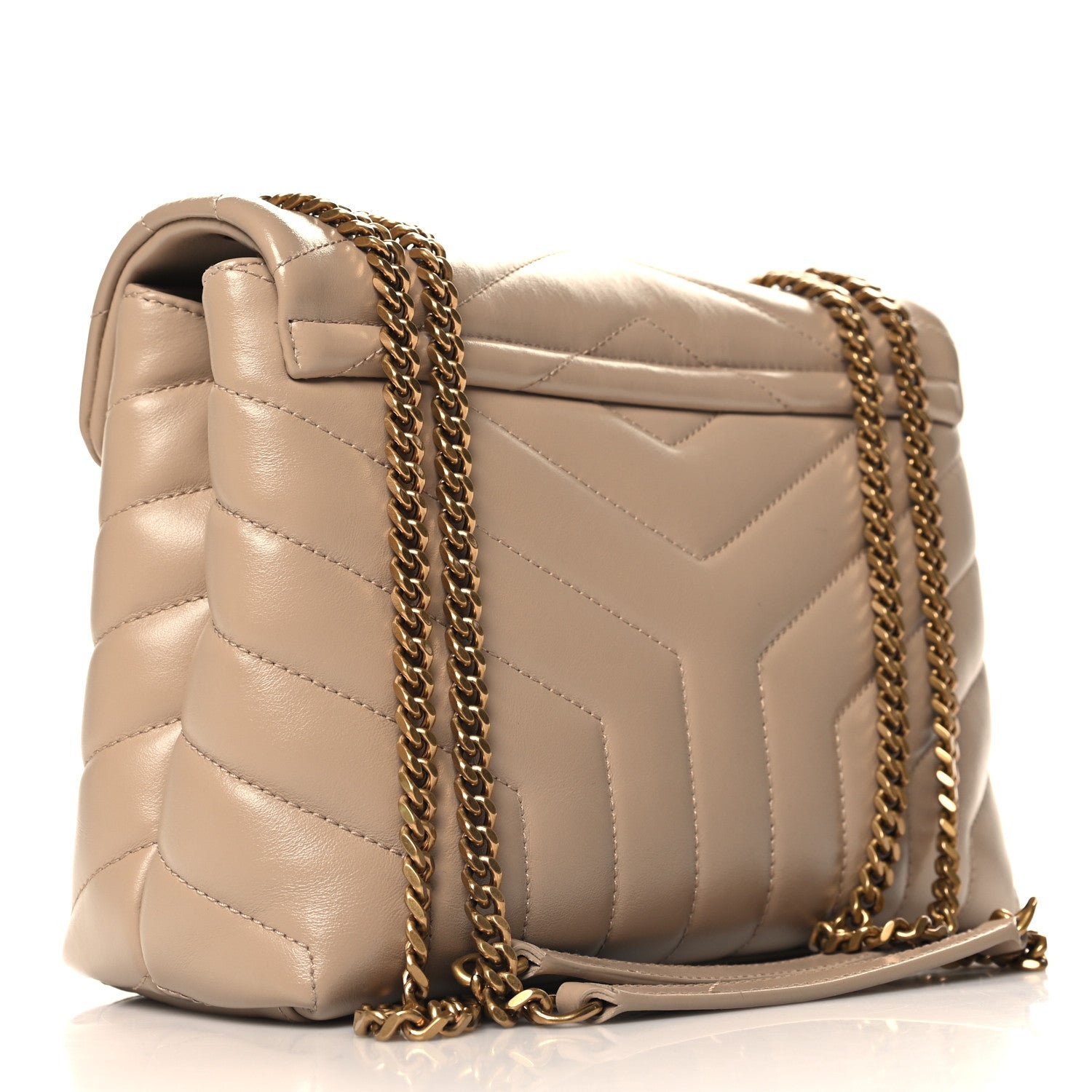 Saint Laurent Calfskin Y Quilted Monogram Small Loulou Chain Satchel Dark Beige 2 of 11