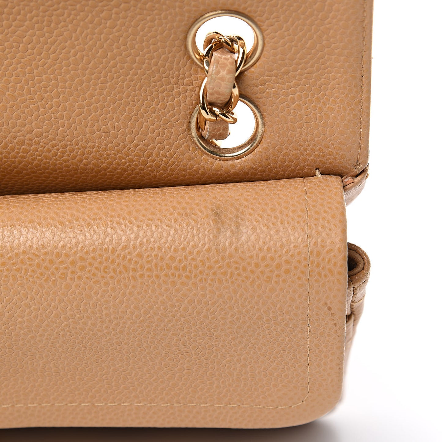 Caviar Quilted Small Double Flap Beige