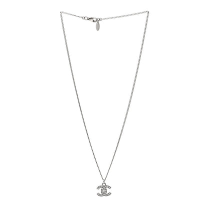 Chanel Crystal Timeless CC Necklace Silver 3 of 5