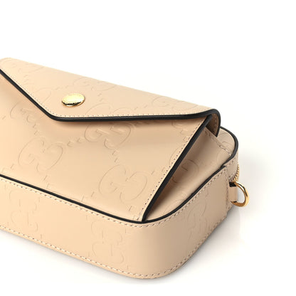 Gucci Calfskin GG Super Mini Debossed Chain Wallet  Light Beige 8 of 8