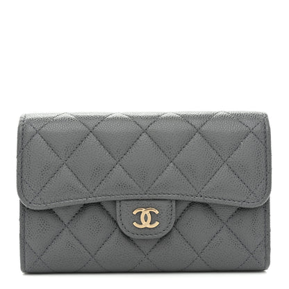 Chanel Caviar Quilted Medium Flap Wallet Grey 1 of 10