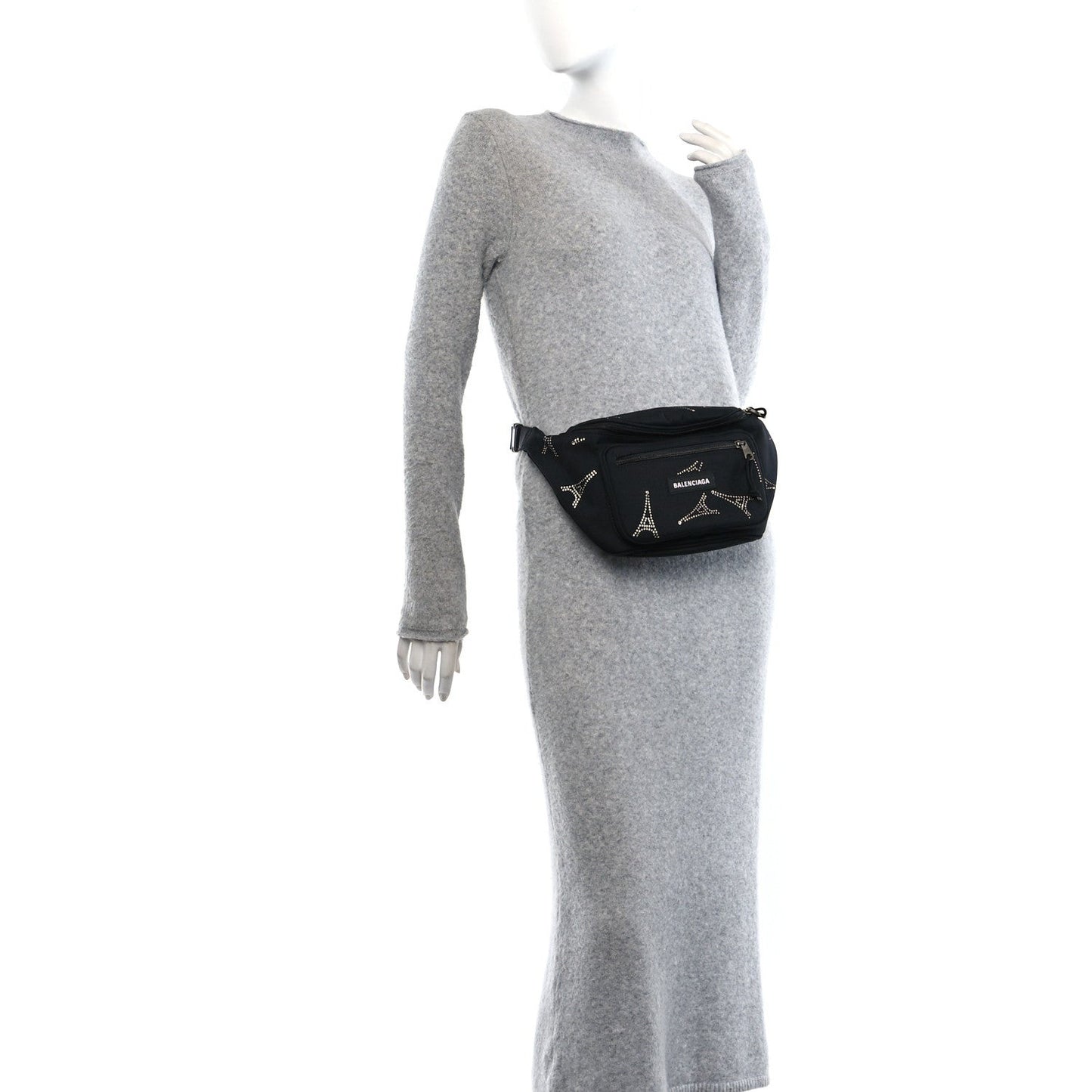 Nylon Eiffel Strassed Beltpack Black