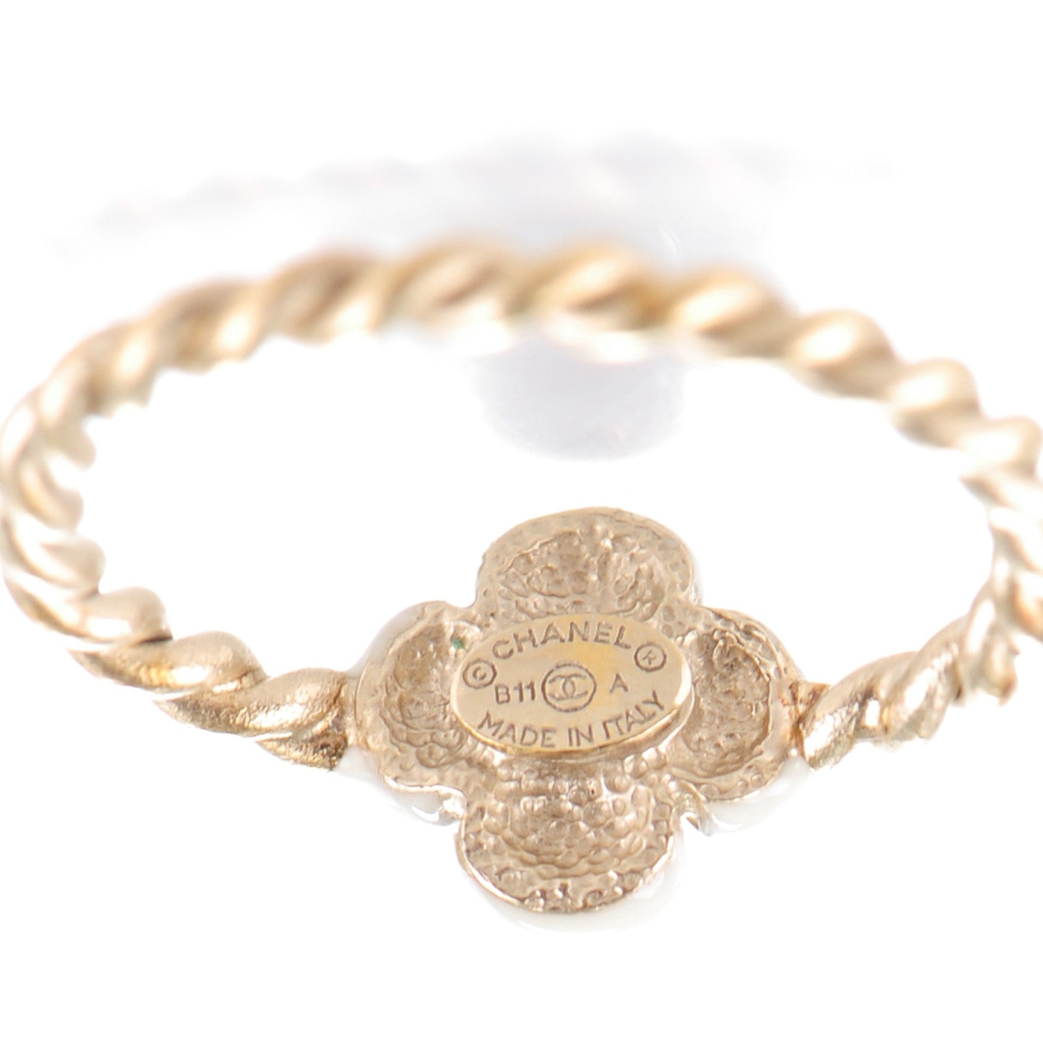 Chanel Enamel Camellia CC Ring Set Gold White 5 8 of 8