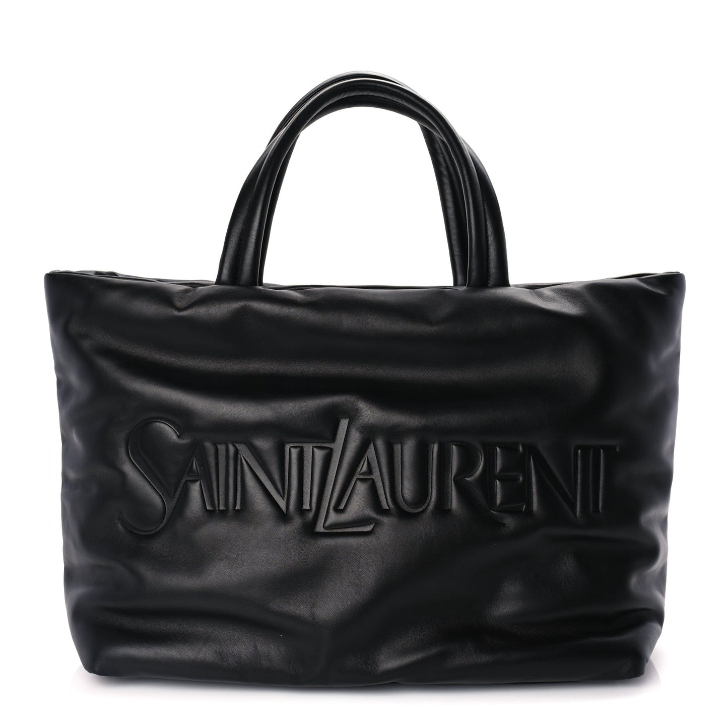 Lambskin Wide Puffer Tote  Black