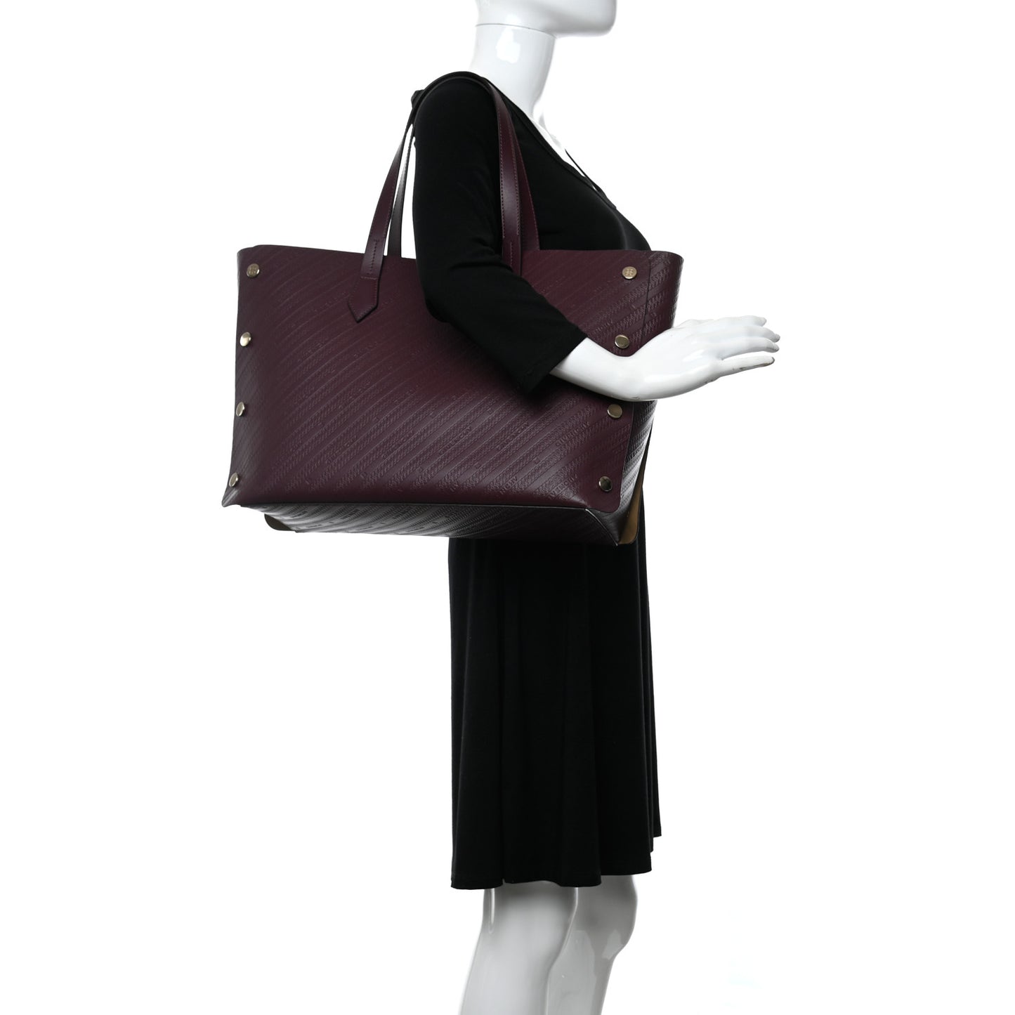 Calfskin Chain Embossed Medium Bond Shopper Tote Burgundy