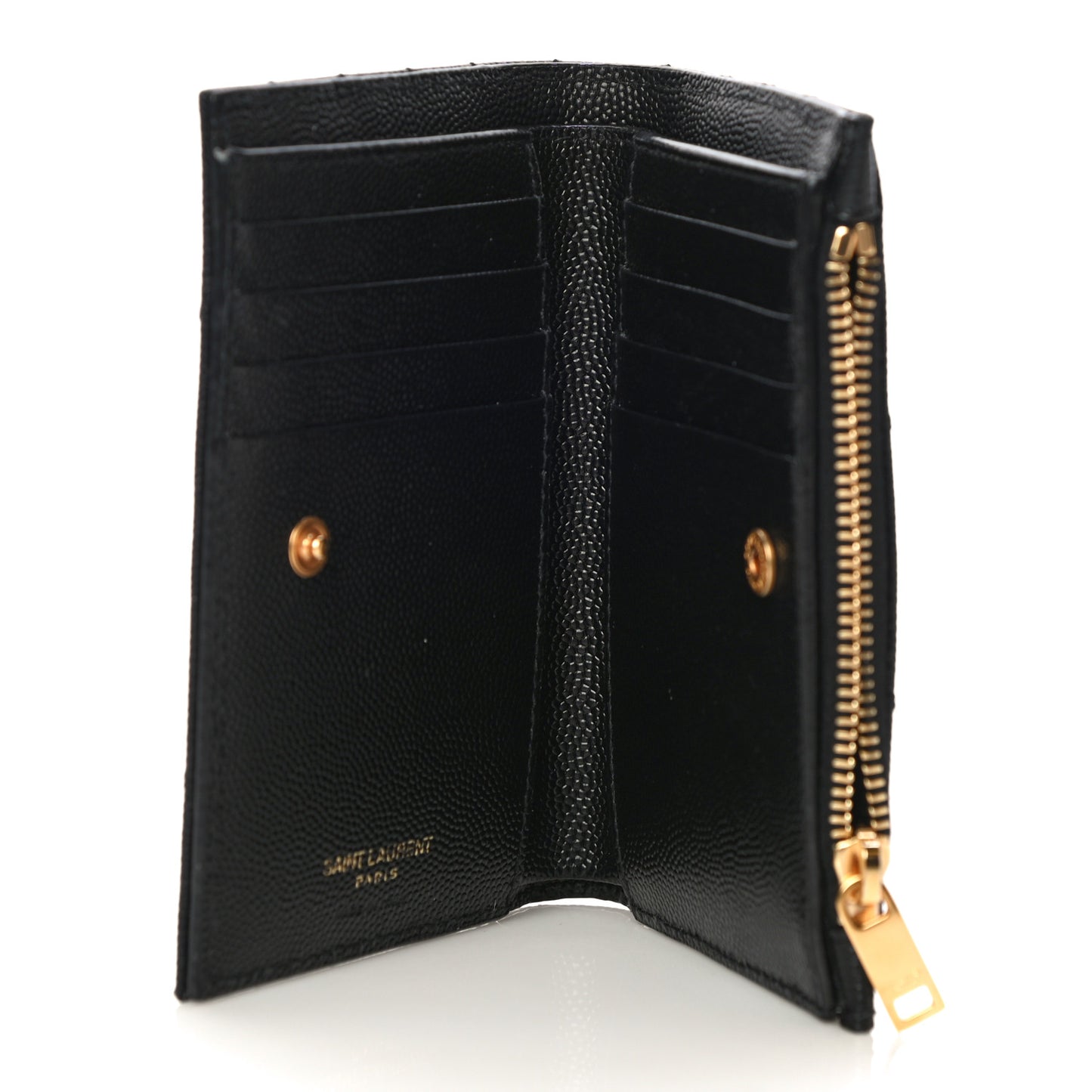 Grain De Poudre Matelasse Chevron Monogram Zipped Two-Part Wallet Black