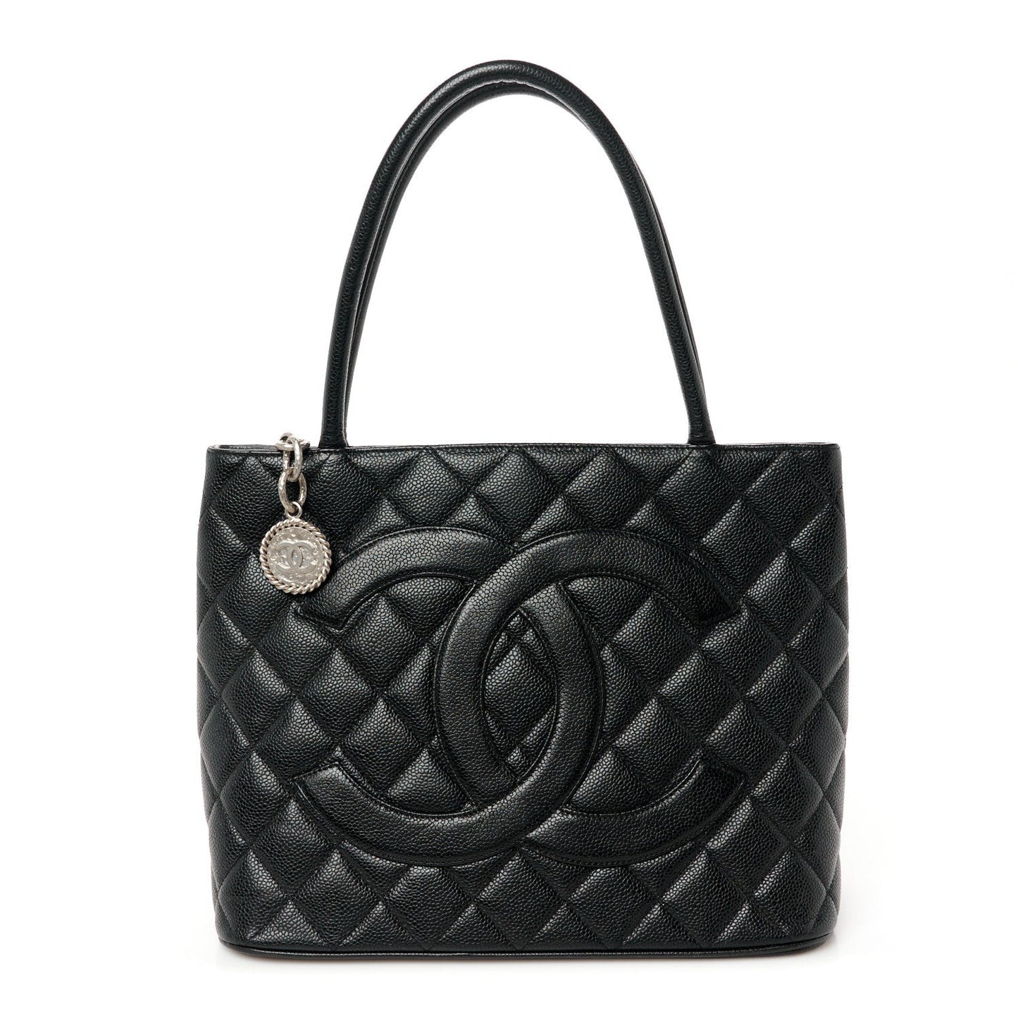 Caviar Quilted Medallion Tote Black