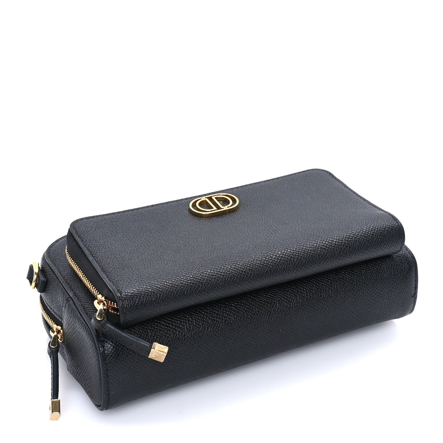 Christian Dior Grained Calfskin Caro Double Pouch Black 3 of 7