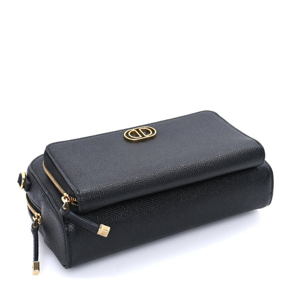 Christian Dior Grained Calfskin Caro Double Pouch Black 3 of 7