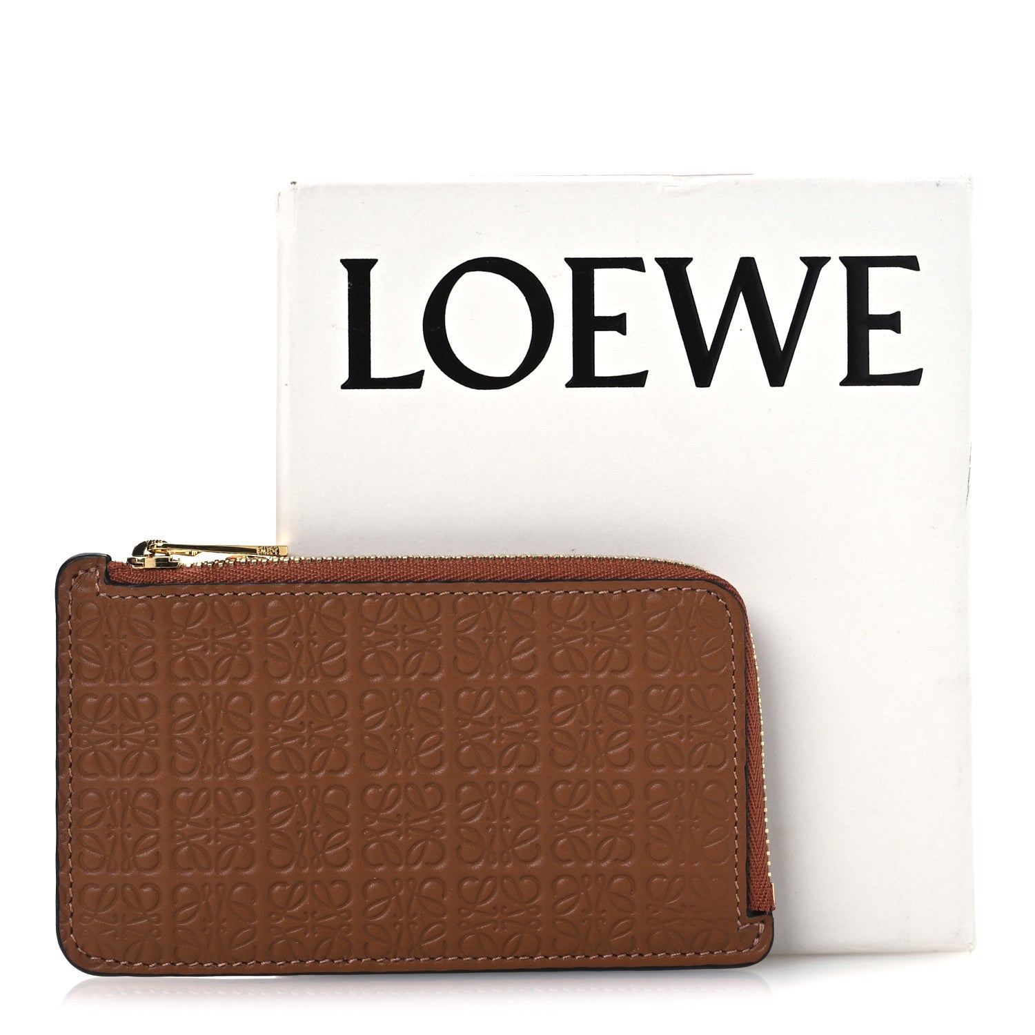 Loewe Calfskin Embossed Repeat Coin Card Holder Tan 9 of 9