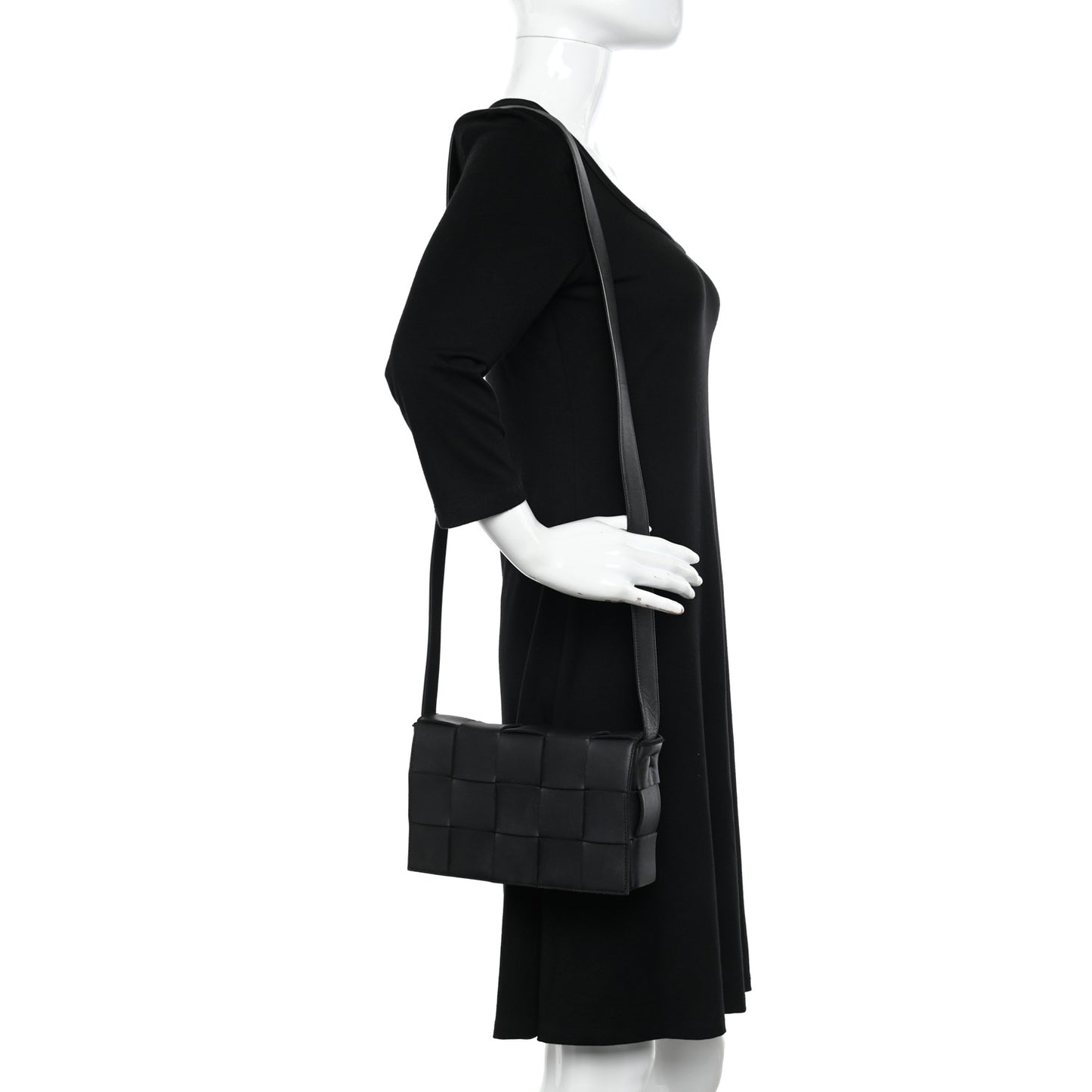 Lambskin Maxi Intrecciato Cassette Crossbody Bag Black