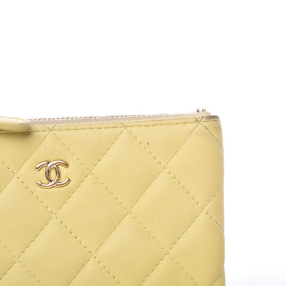 Chanel Lambskin Quilted Small Cosmetic Case Yellow 13 of 16