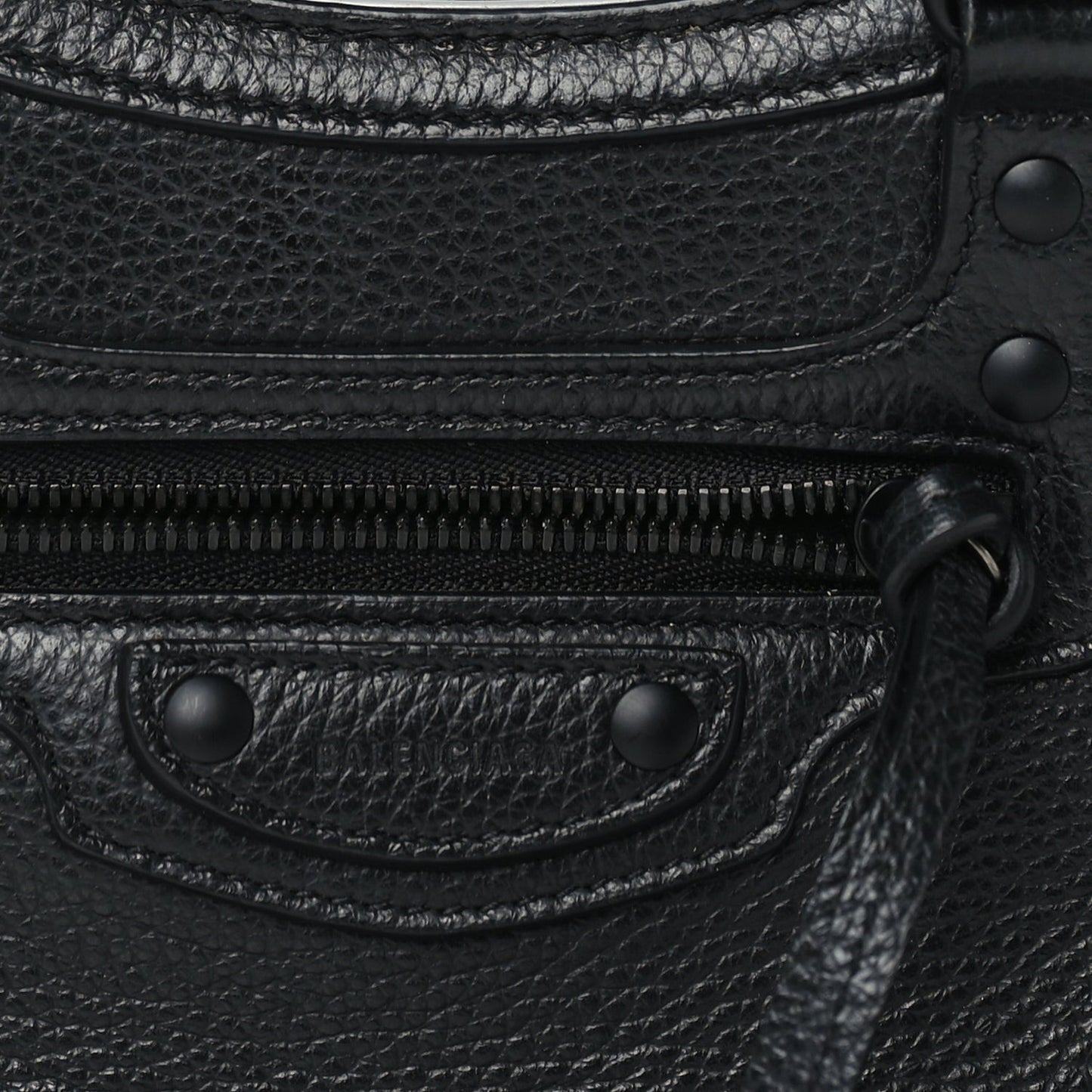Grained Calfskin Neo Classic Black Hardware Mini City Black Black