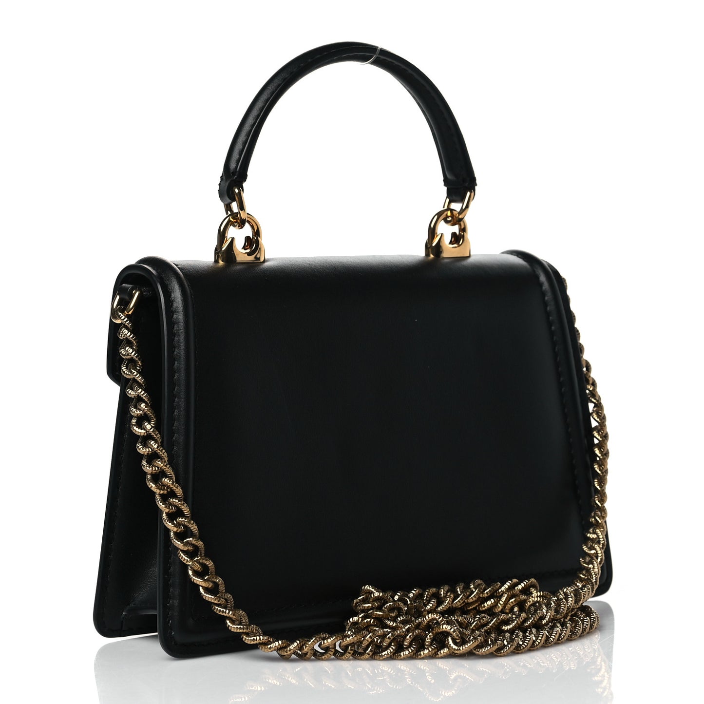 Smooth Calfskin Small Devotion Envelope Top Handle Bag Black