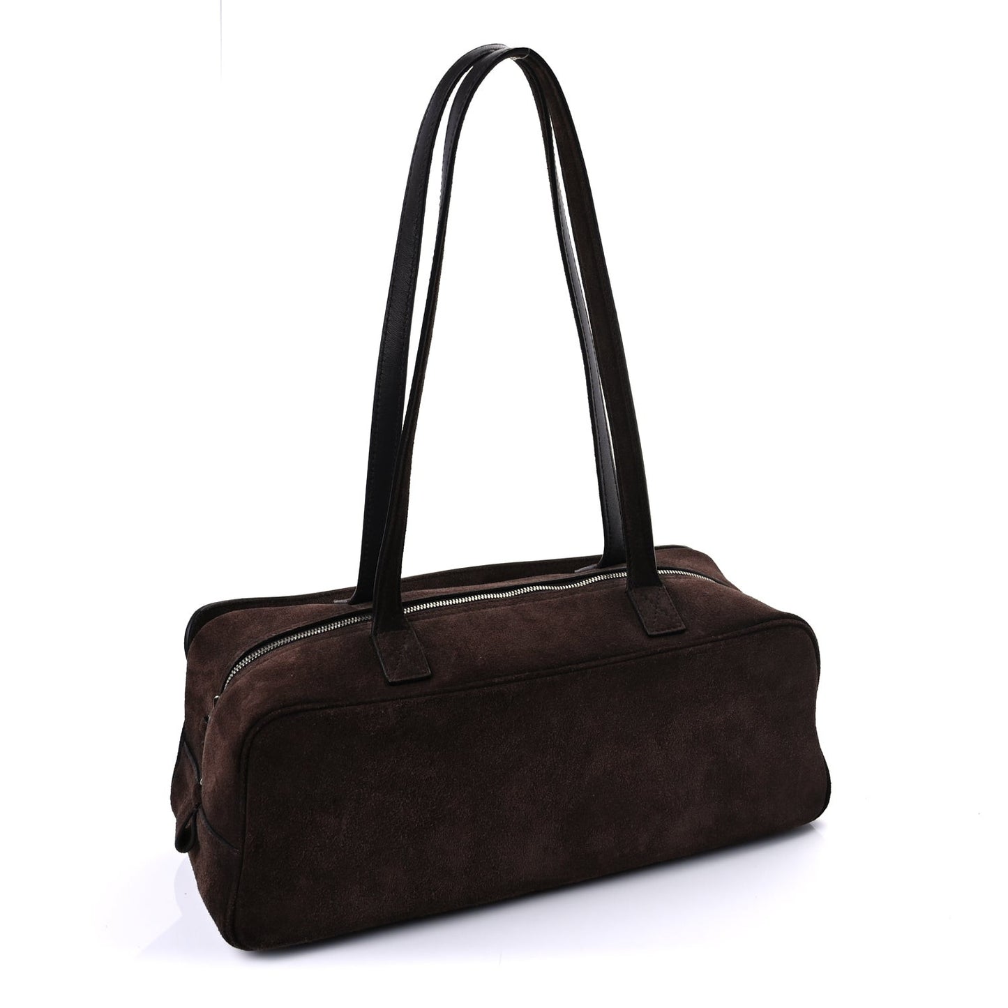 Suede Calfskin Small Carrie Bowling Bag Light Espresso