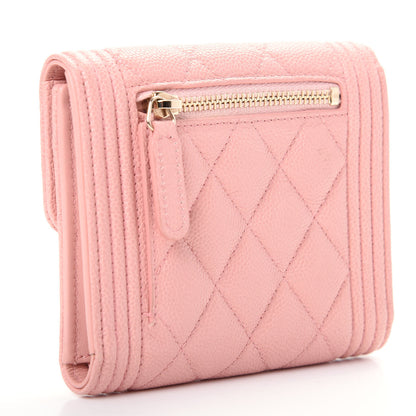 Chanel Caviar Quilted Boy Compact Wallet Pink 3 of 9