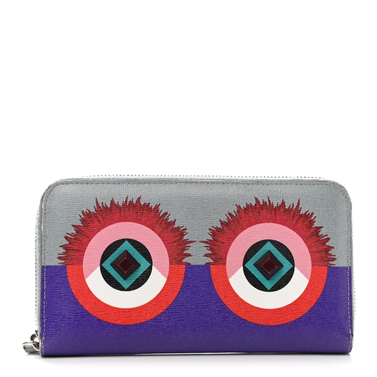 Vitello Elite Studded Hypnoteyes Zip Around Wallet Polvere Multicolor