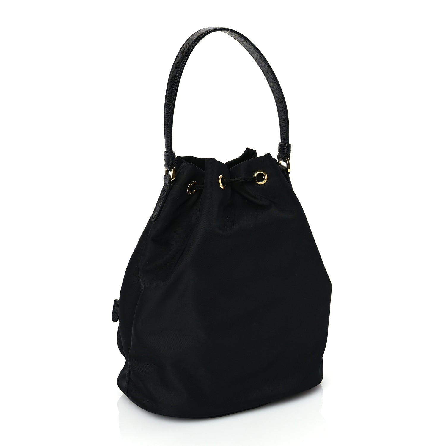 Prada Saffiano Tessuto Nylon Mini Bucket Crossbody Bag Black 4 of 14