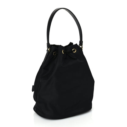 Prada Saffiano Tessuto Nylon Mini Bucket Crossbody Bag Black 4 of 14