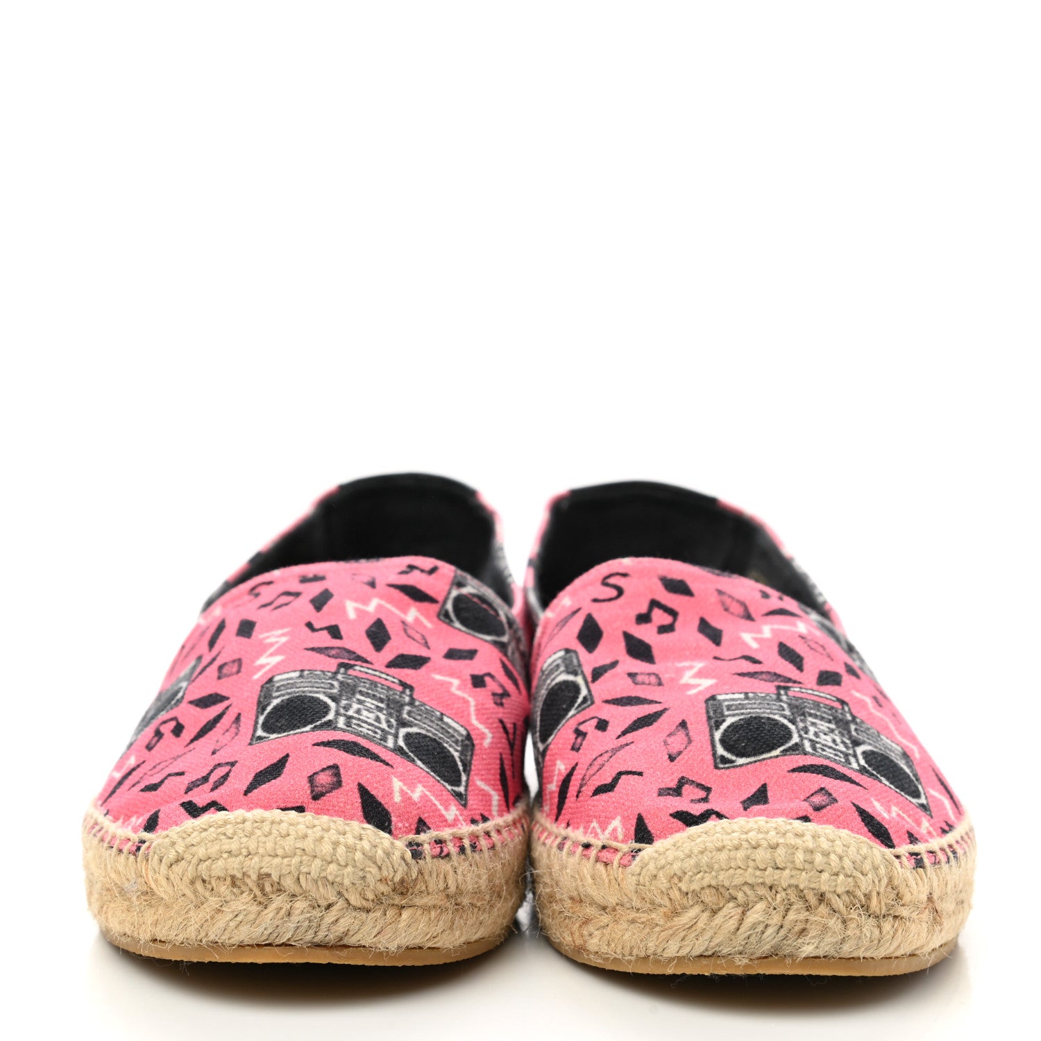 Saint Laurent Canvas Radio Print Espadrilles 39 Pink Black 3 of 9