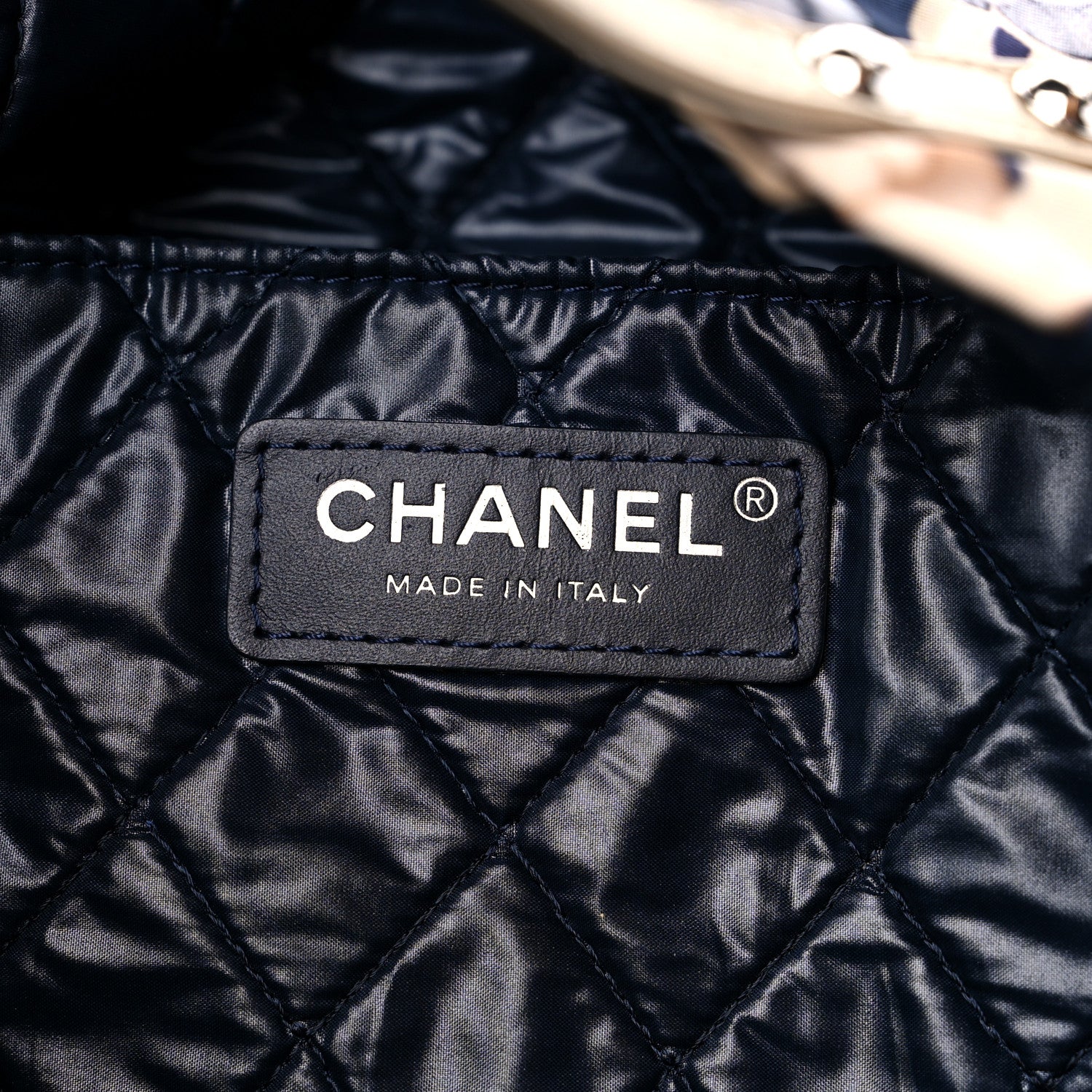 Chanel Nylon Cat Emoticon Tote Navy Gold 6 of 10