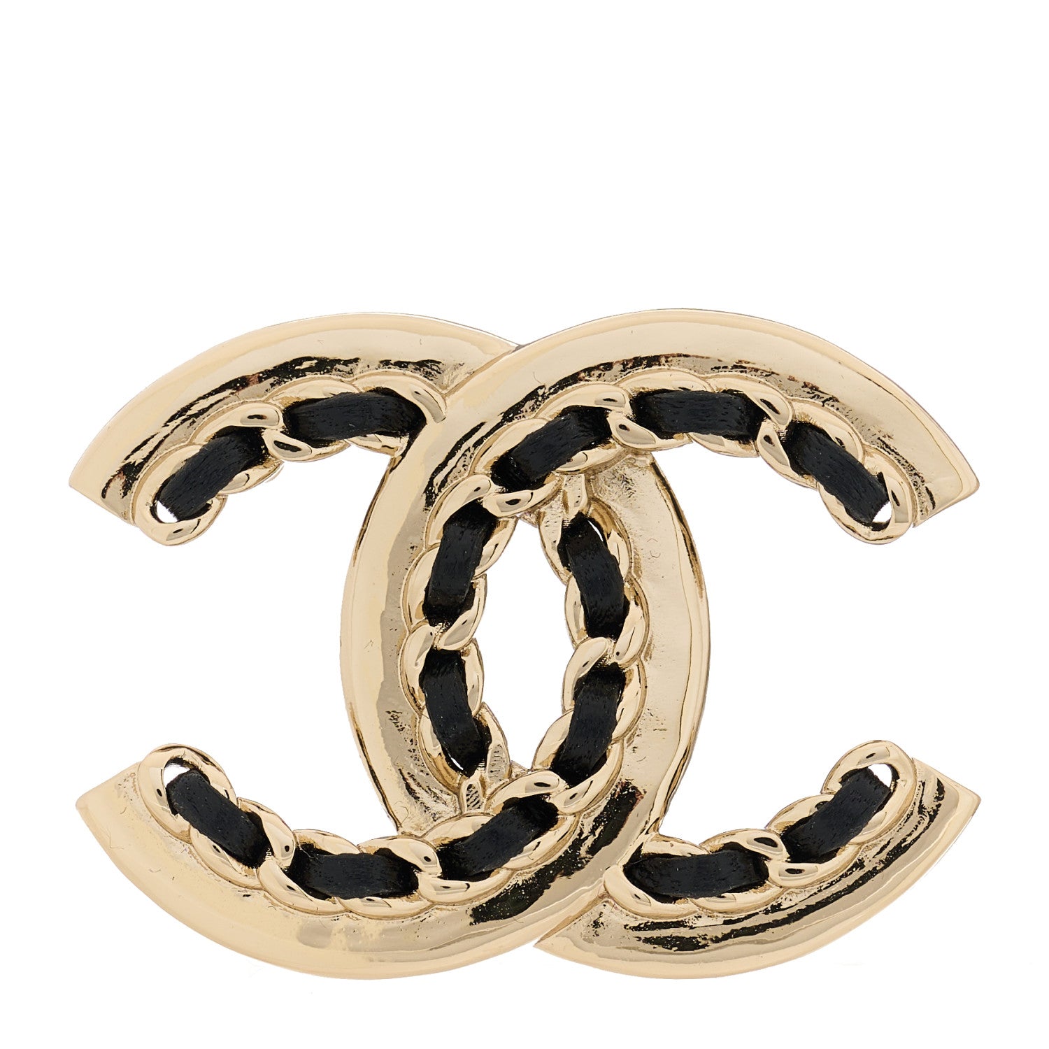 Chanel Lambskin Chain CC Chain Brooch Black Gold 1 of 5