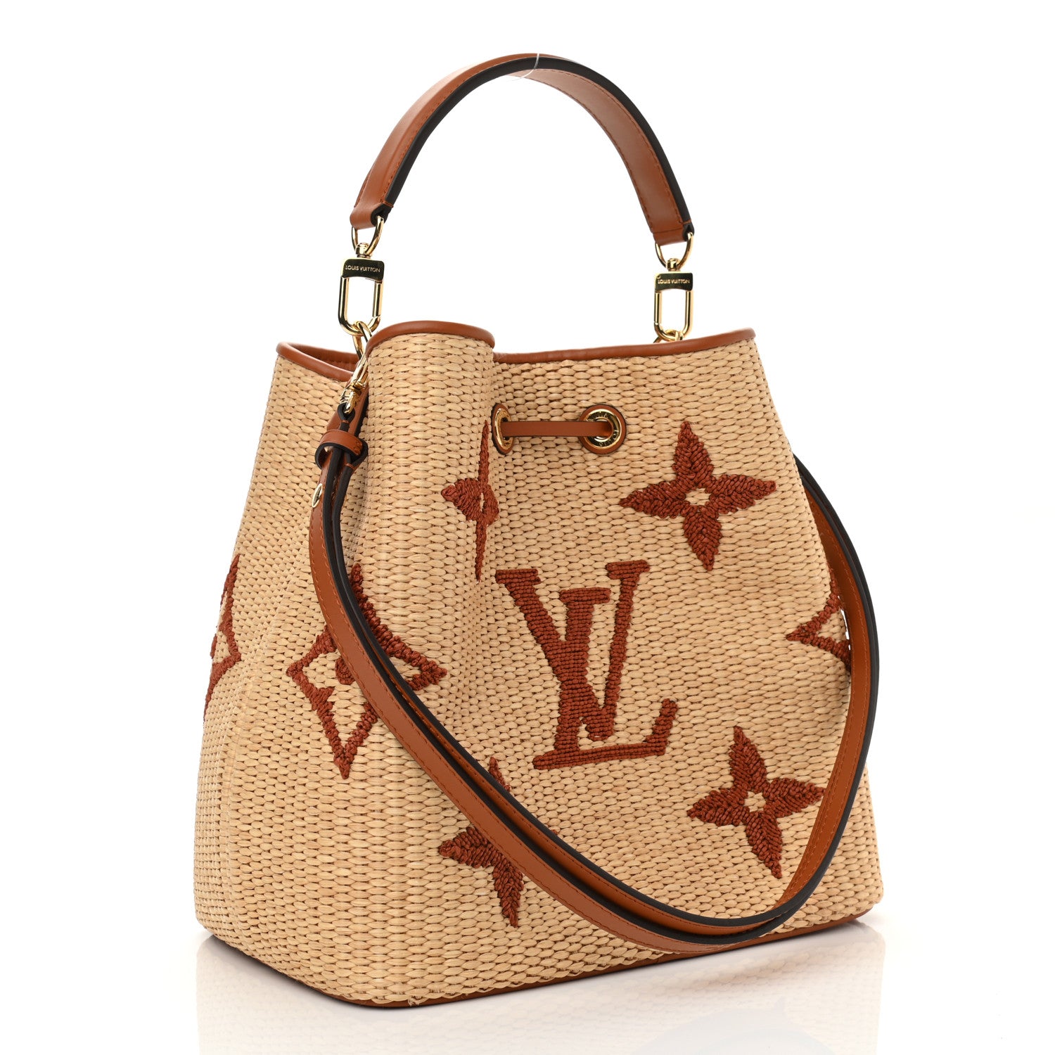 Louis Vuitton Raffia Calfskin Monogram Neonoe MM Tan 3 of 9
