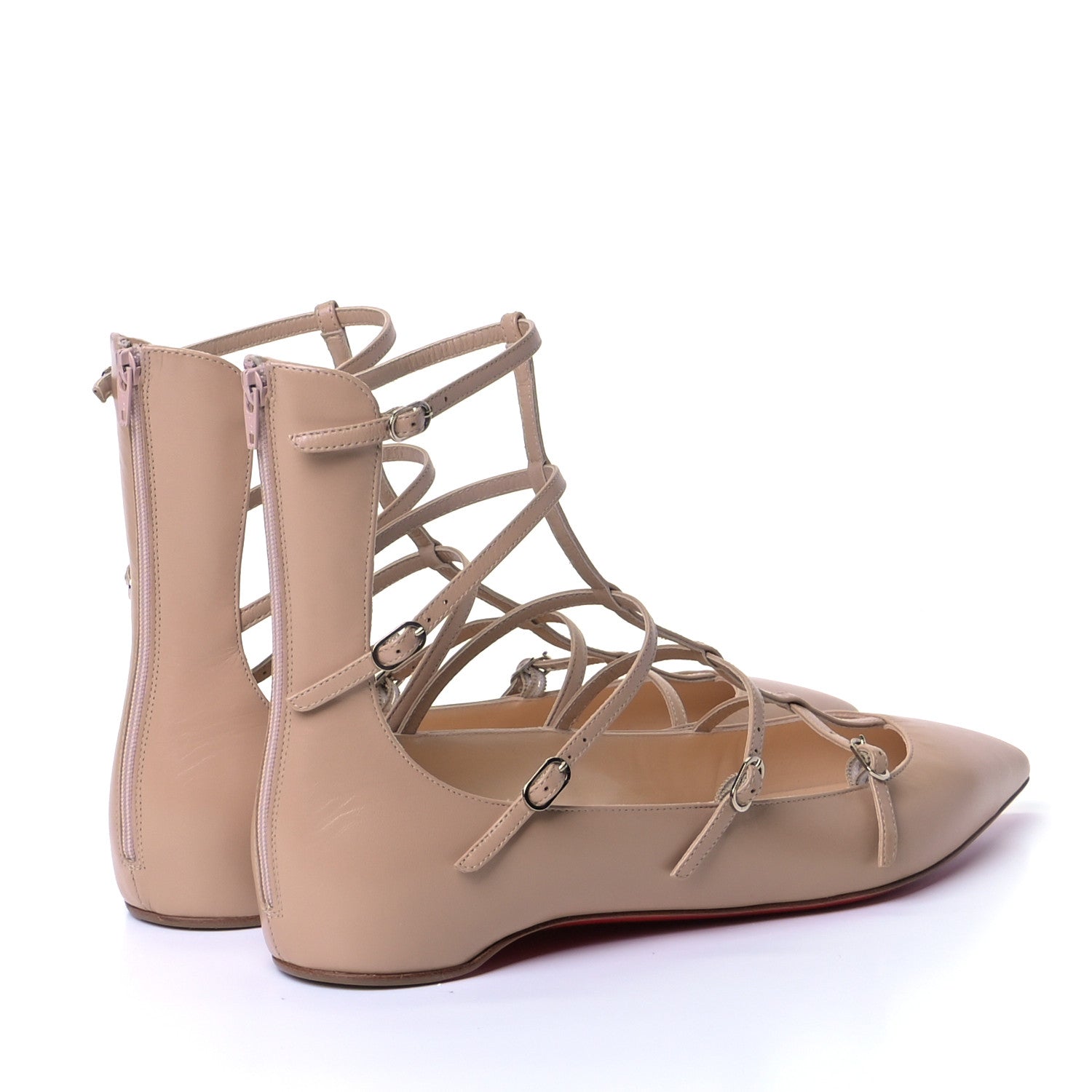 Christian Louboutin Kid Toerless Cage Flats 39 Nude 4 of 8