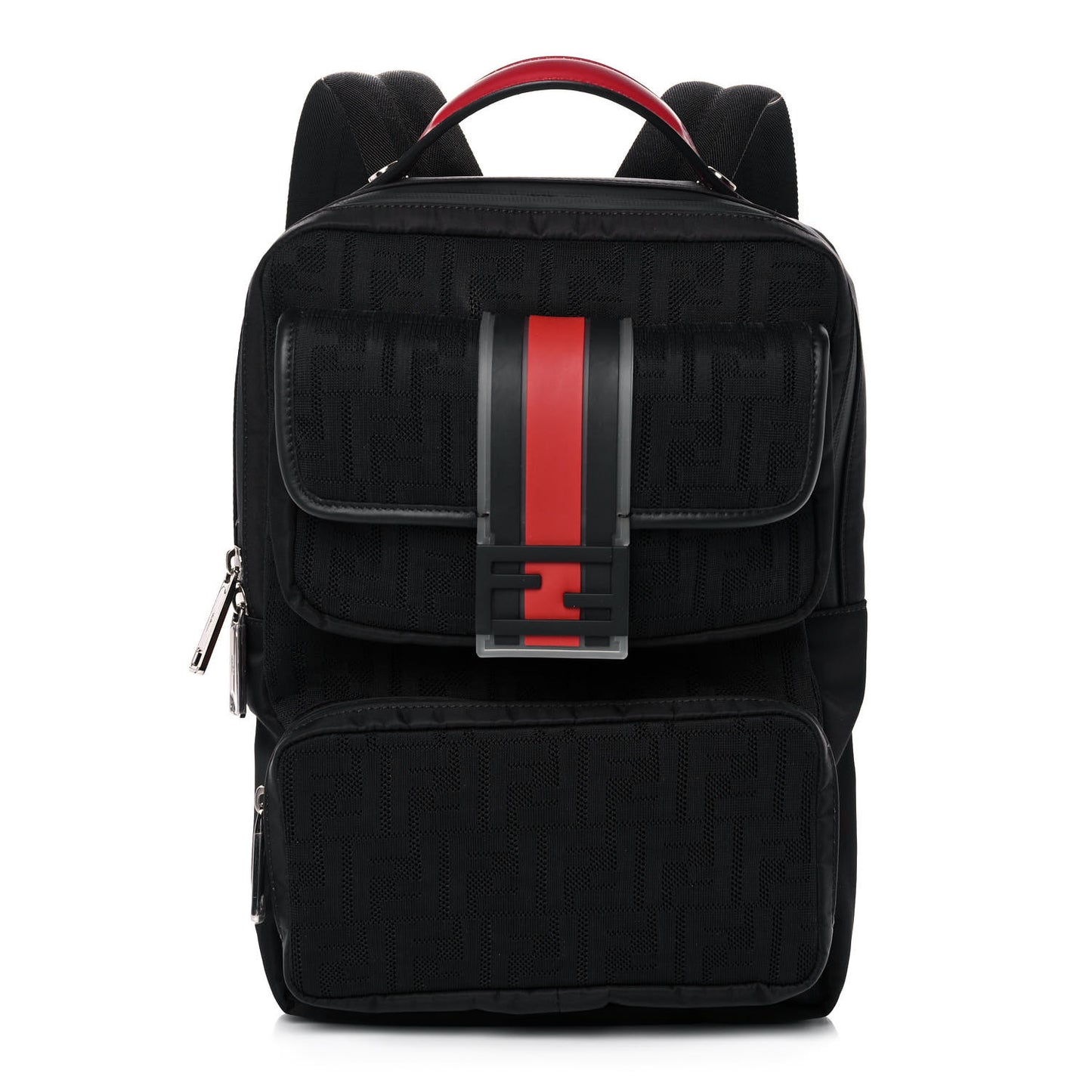 Neoprene Mesh Vitello Grace FF Panelled Backpack Black Red