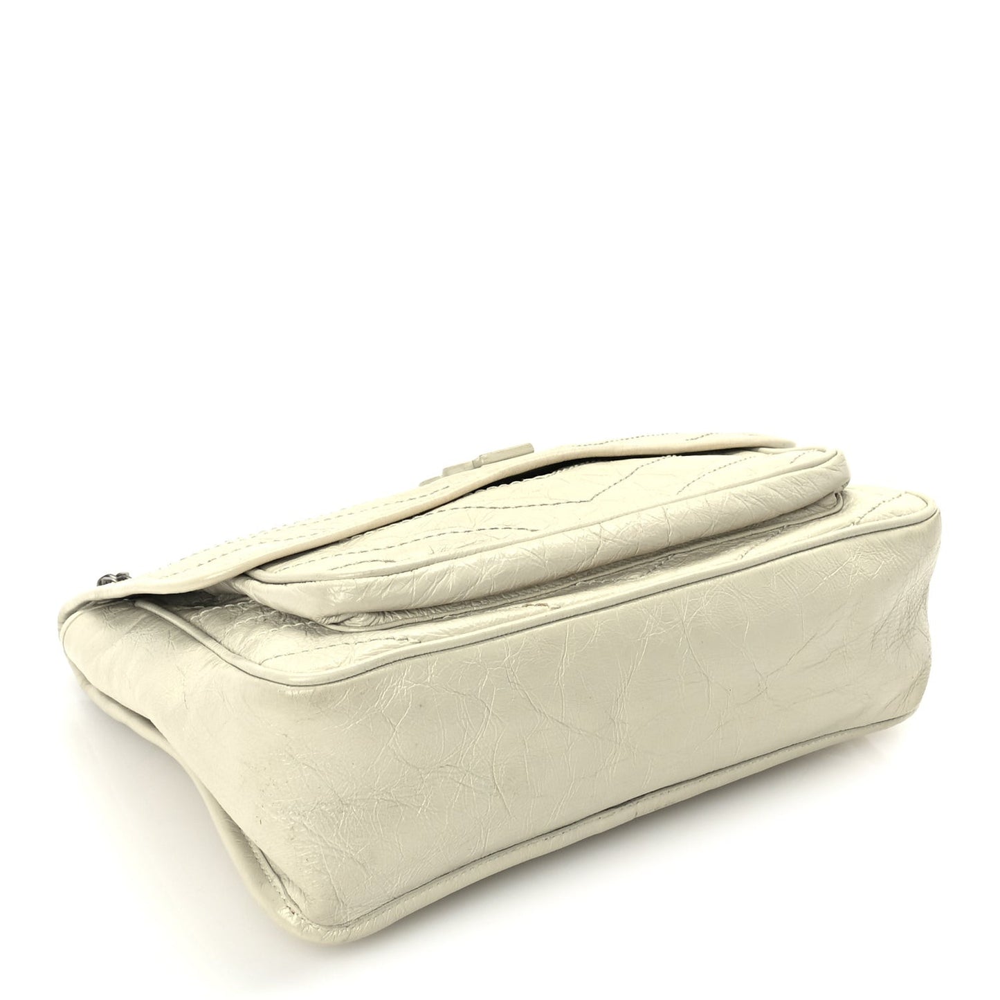 Crinkled Calfskin Matelasse Monogram Medium Niki Chain Satchel Crema Soft