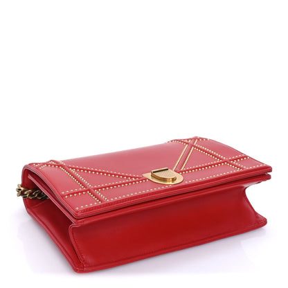 Christian Dior Calfskin Studded Medium Diorama Flap Bag Red 7 of 7