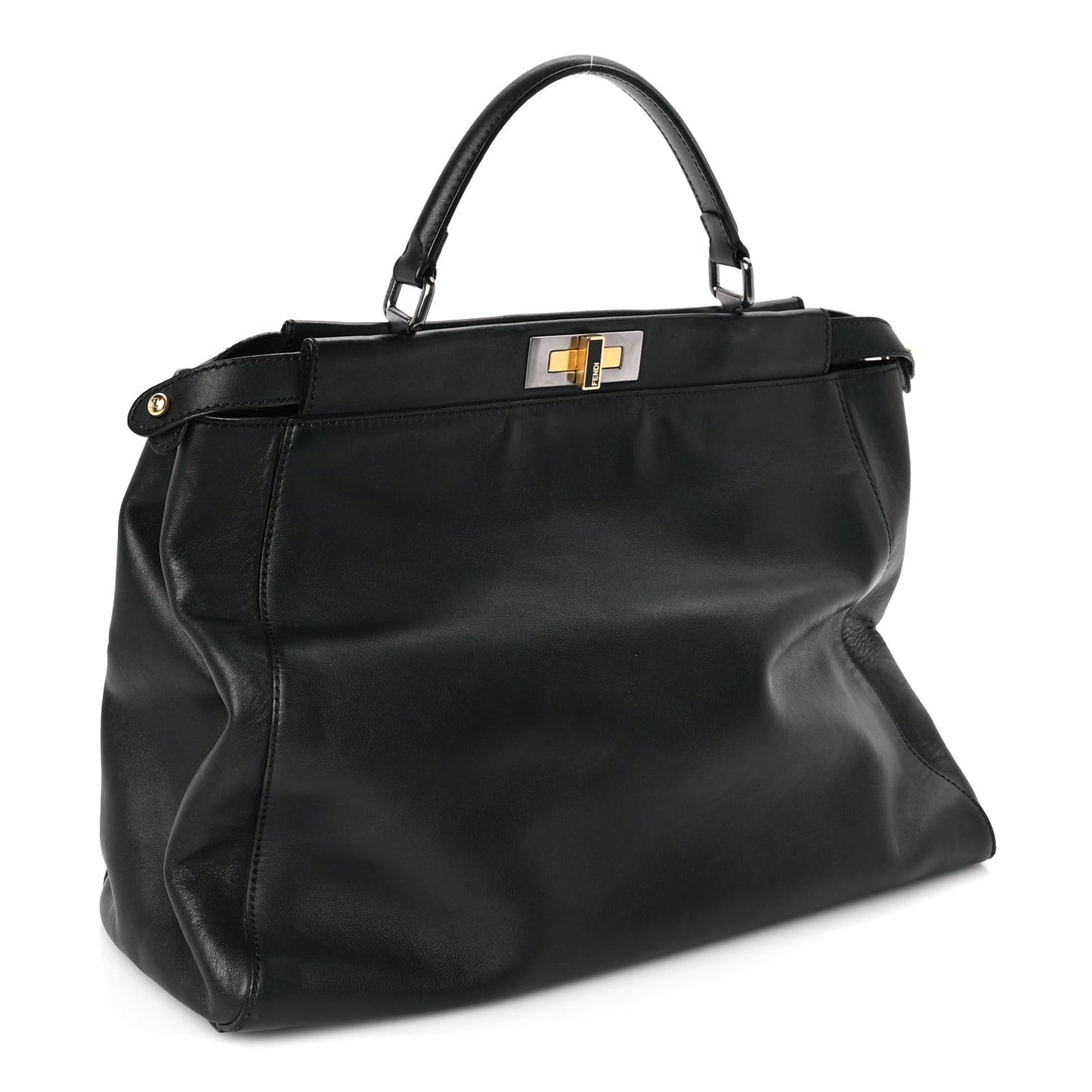 Vitello Seta Shiny Nappa Large Peekaboo Iconic Satchel Black