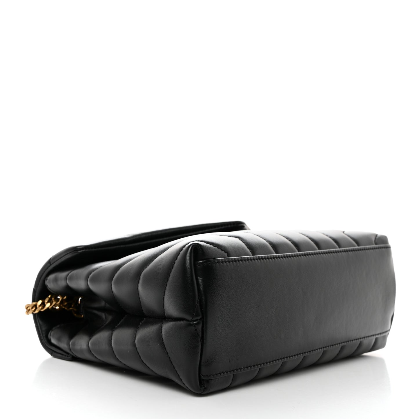 Calfskin Y Quilted Monogram Small Loulou Chain Satchel Black