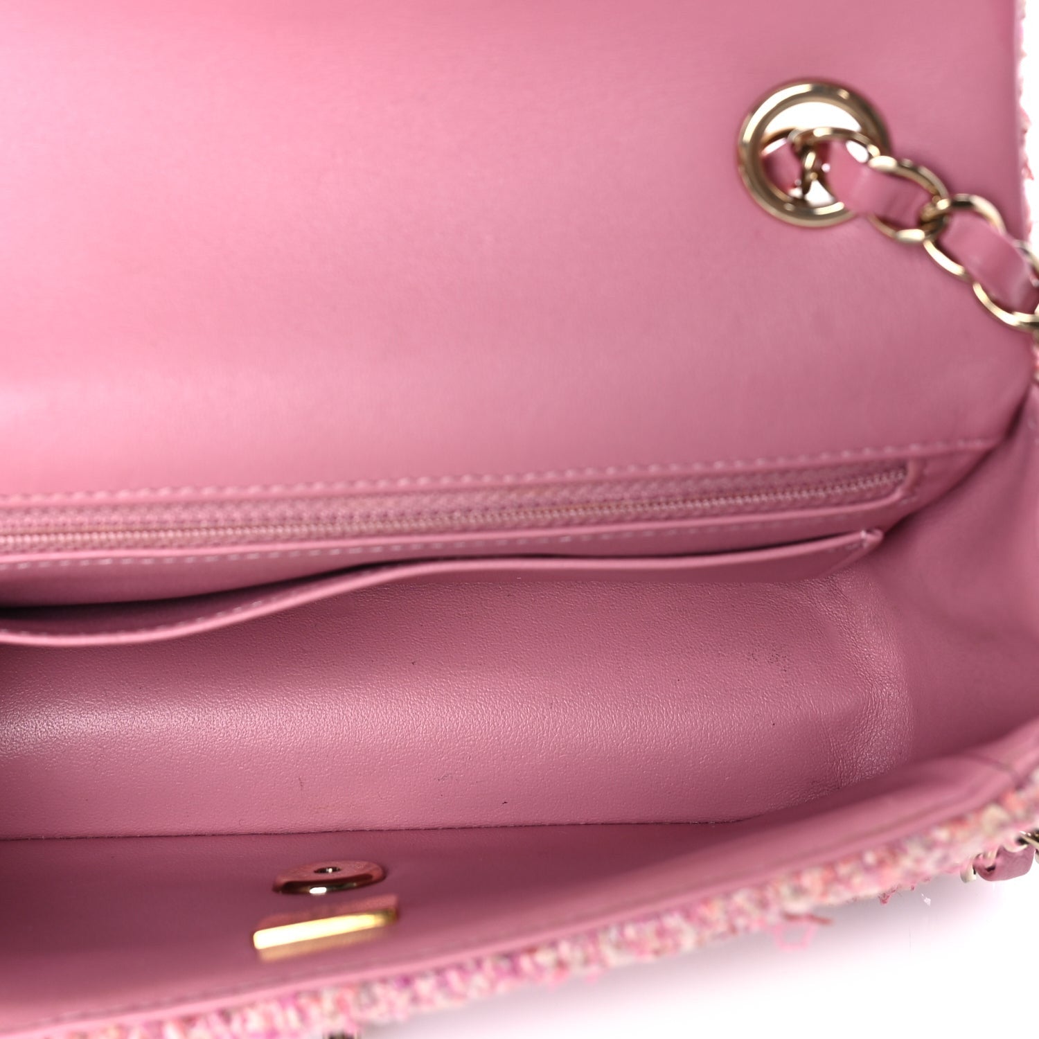 Chanel Tweed Quilted Mini Rectangular Flap Pink 4 of 7