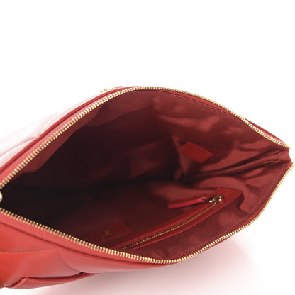 Chanel Goatskin Quilted Large 19 Cosmetic Case Red 5 of 8