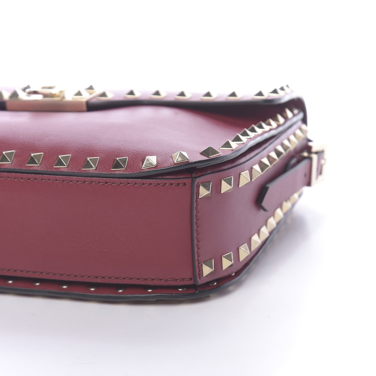 Valentino Garavani Vitello Medium Rockstud Flap Saddle Bag Scarlet 8 of 9