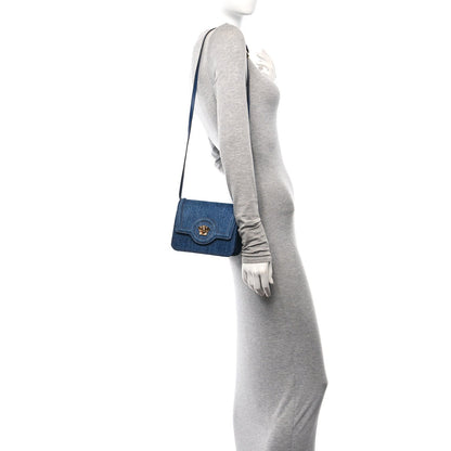 Versace Denim La Medusa Chain Shoulder Bag Navy Blue 2 of 7