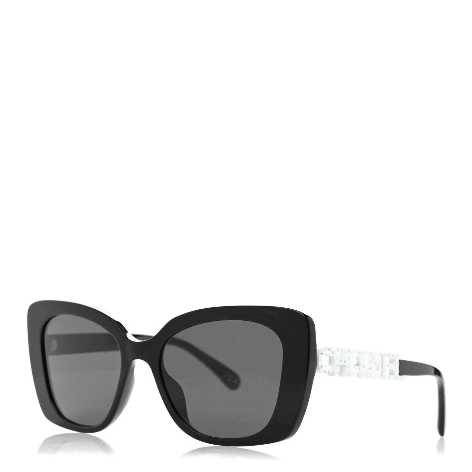 Chanel Acetate Strass Square Sunglasses 5422-B-A Black White 1 of 7