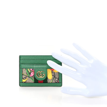 Gucci G Supreme Monogram Flora Web Ophidia Card Holder Green 2 of 7