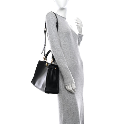 Fendi Vitello Seta Shiny Nappa Medium Peekaboo Iconic Satchel Black 2 of 11