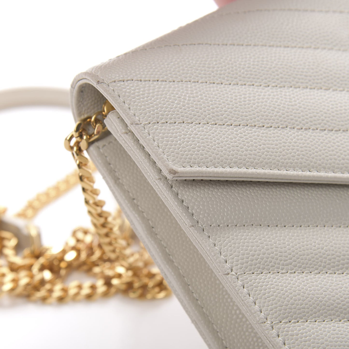 Grain De Poudre Matelasse Chevron Monogram Envelope Chain Crema Soft