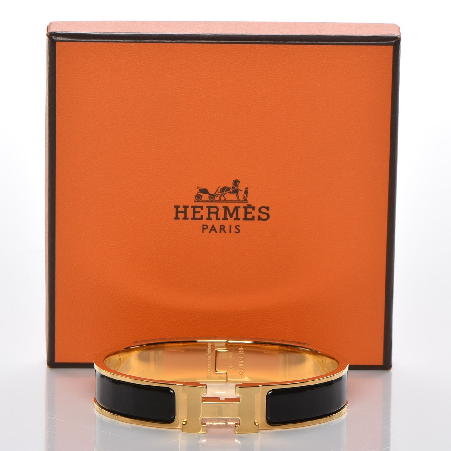 Enamel Narrow Clic Clac H Bracelet GM Black