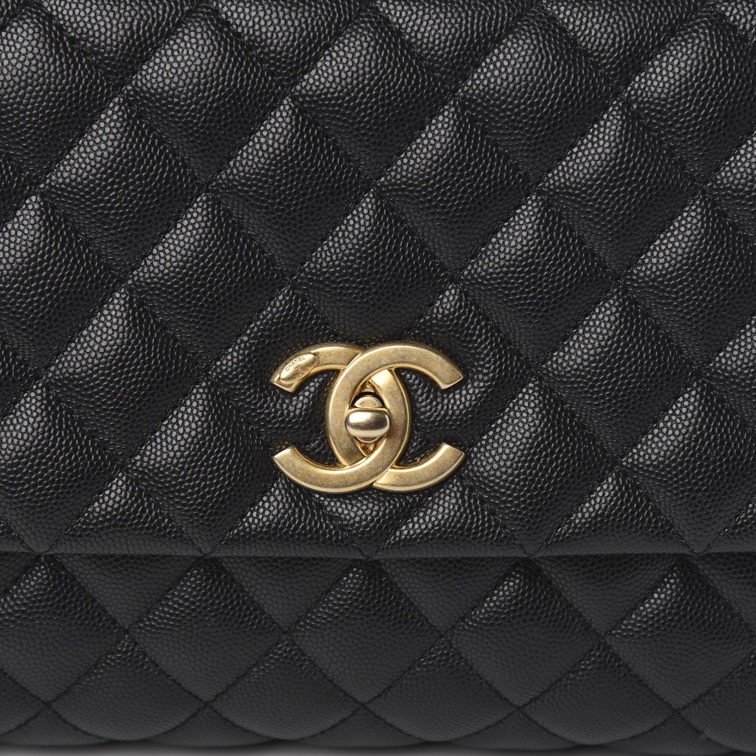 Chanel Caviar Lizard Embossed Quilted Small Coco Handle Flap Black 10 of 10