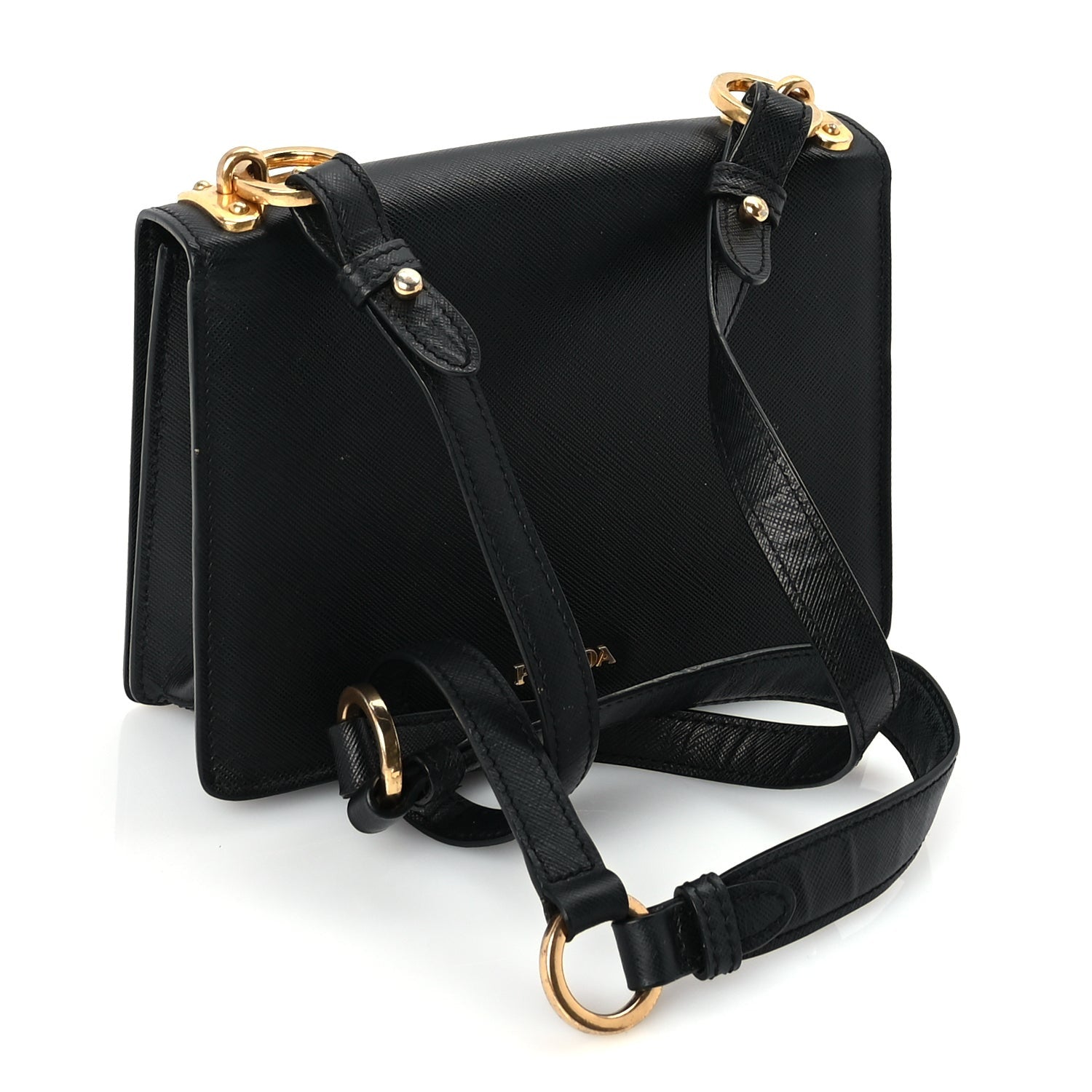 Prada Saffiano Corolle Crossbody Bag Black 2 of 8